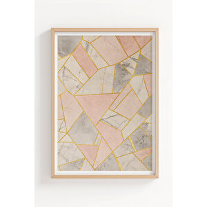 Mermer Desenli 3’lü Ahşap Çerçeveli Tablo Seti - Yemek Odası Dekoru 21x30 cm