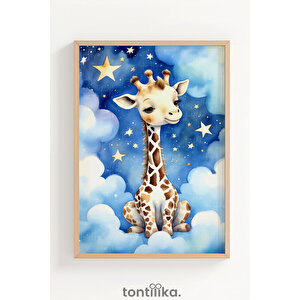 Gökyüzü Dostları 3’lü Ahşap Çerçeveli Dekoratif Tablo Seti 50x70 cm