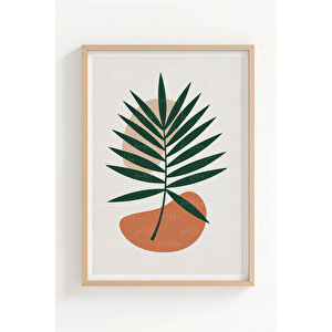 Minimalist Yaprak İllüstrasyonu 3’lü Ahşap Çerçeveli Tablo Seti 30x42 cm
