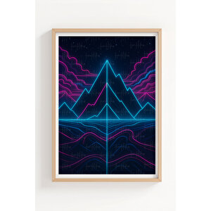 Neon Doğa Manzaraları 3 Parçalı Ahşap Çerçeveli Tablo Seti - Cesur Sanat 30x42 cm