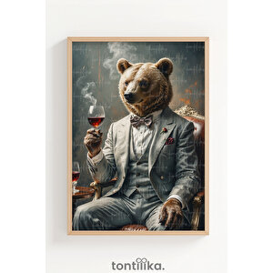 Şık Hayvan Karakterleri 3 Parçalı Ahşap Çerçeveli Tablo Seti 50x70 cm