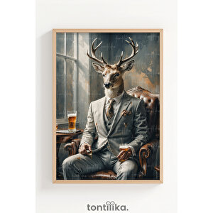 Şık Hayvan Karakterleri 3 Parçalı Ahşap Çerçeveli Tablo Seti 50x70 cm