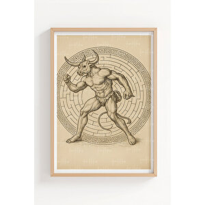 Antik Yunan Mitolojisi 3’lü Ahşap Çerçeveli Tablo Seti - Helios, Odysseus Ve Minotaur 30x42 cm