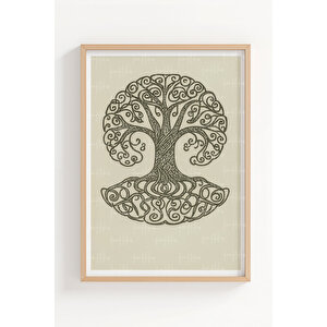 Kelt Sanatı 3 Parçalı Ahşap Çerçeveli Tablo Seti