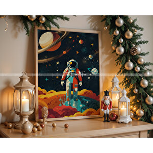 Uzay Keşfi Temalı 3'lü Ahşap Tablo Seti - 21x30 21x30 cm