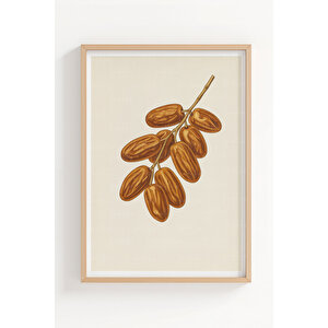 Avokado Hurma İncir 3’lü Meyve Temalı Ahşap Çerçeveli Tablo Seti - Mutfak Dekoru 50x70 cm