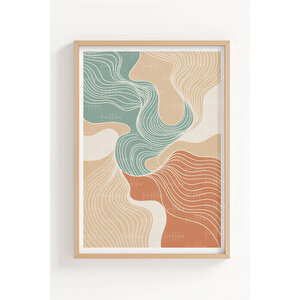 Soyut Çizgiler 3’lü Ahşap Çerçeveli Tablo Seti - Modern Duvar Dekoru 50x70 cm