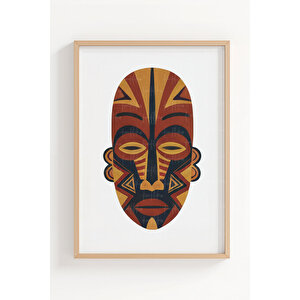Afrika Maskeleri 3’lü Ahşap Çerçeveli Tablo Seti - Etnik Sanat 30x42 cm