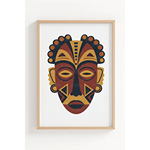 Afrika Maskeleri 3’lü Ahşap Çerçeveli Tablo Seti - Etnik Sanat