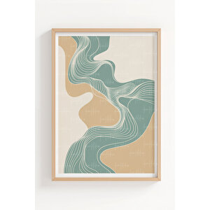 Soyut Çizgiler 3’lü Ahşap Çerçeveli Tablo Seti - Modern Duvar Dekoru 21x30 cm