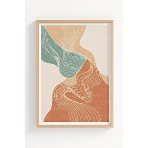 Soyut Çizgiler 3’lü Ahşap Çerçeveli Tablo Seti - Modern Duvar Dekoru