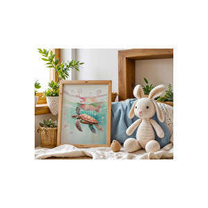 Bebek Ve Çocuk Odası Deniz Canlıları Tema Ahşap Çerçeveli 3'lü Tablo Seti