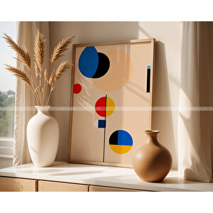 Soyut Sanat 3 Parçalı Ahşap Çerçeveli Tablo Seti - Modern Minimalist Tasarım 30x42 cm