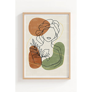 Kadın Silüeti 3’lü Minimalist Ahşap Çerçeveli Tablo Seti - Modern Dekor