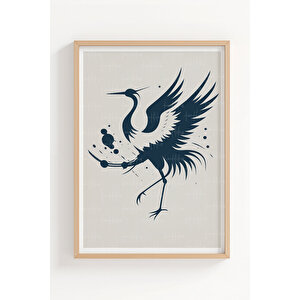 Turna Kuşları 3’lü Soyut Ahşap Çerçeveli Tablo Seti 50x70 cm