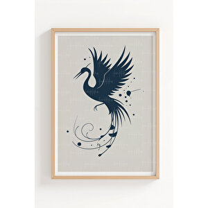 Turna Kuşları 3’lü Soyut Ahşap Çerçeveli Tablo Seti