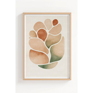 Soyut Organik Formlar 3’lü Ahşap Çerçeveli Tablo Seti - Minimalist Dekor 50x70 cm