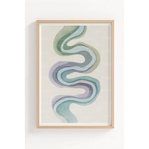 Soyut Organik Formlar 3’lü Ahşap Çerçeveli Tablo Seti - Minimalist Dekor