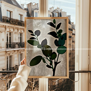 Doğal Yeşillik Temalı 3 Parçalı Ahşap Çerçeveli Tablo Seti 21x30 cm