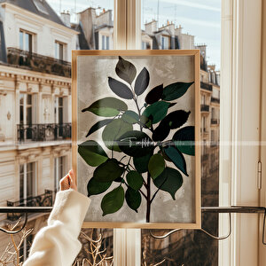 Doğal Yeşillik Temalı 3 Parçalı Ahşap Çerçeveli Tablo Seti 21x30 cm