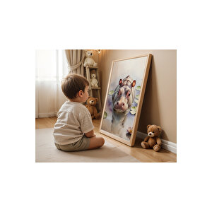 Bebek Ve Çocuk Odası Su Hayvanları Tema Ahşap Çerçeveli 3'lü Tablo Seti 30x42 cm