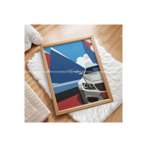 Modern Spor Arabalar 3 Parçalı Ahşap Çerçeveli Tablo Seti-2 30x42 cm