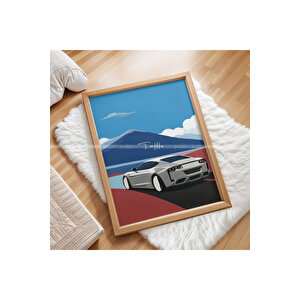 Modern Spor Arabalar 3 Parçalı Ahşap Çerçeveli Tablo Seti-2 30x42 cm