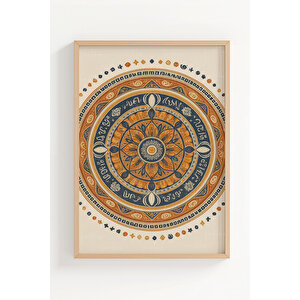 Boho Mandala Desenli 3’lü Ahşap Çerçeveli Tablo Seti 30x42 cm