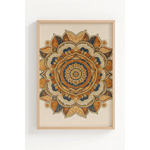 Boho Mandala Desenli 3’lü Ahşap Çerçeveli Tablo Seti 30x42 cm