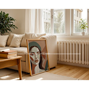 Modern Portre Temalı Ahşap Çerçeveli 3'lü Tablo Seti 30x42 cm