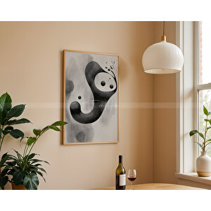 Soyut Siyah-beyaz 3'lü Modern Tablo Seti 30x42 30x42 cm