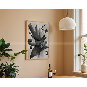 Soyut Siyah-beyaz 3'lü Modern Tablo Seti 30x42