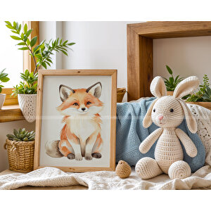 Tilki, Kirpi Ve Rakun 3’lü 1. Kalite Ahşap Çerçeveli Tablo Seti – Çocuk Odası Dekoru 21x30 cm
