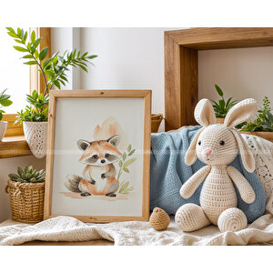 Tilki, Kirpi Ve Rakun 3’lü 1. Kalite Ahşap Çerçeveli Tablo Seti – Çocuk Odası Dekoru 21x30 cm