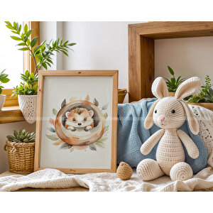 Tilki, Kirpi Ve Rakun 3’lü 1. Kalite Ahşap Çerçeveli Tablo Seti – Çocuk Odası Dekoru