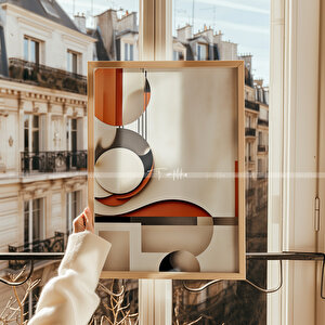 Geometrik Soyut Tasarımlı 3 Parçalı Ahşap Çerçeveli Tablo Seti 21x30 cm