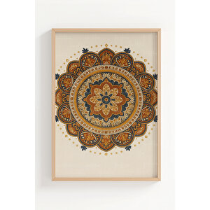 Boho Mandala Desenli 3’lü Ahşap Çerçeveli Tablo Seti