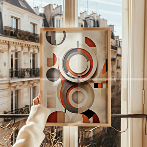 Geometrik Soyut Tasarımlı 3 Parçalı Ahşap Çerçeveli Tablo Seti-2 30x42 cm