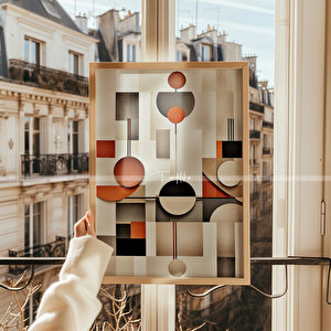 Geometrik Soyut Tasarımlı 3 Parçalı Ahşap Çerçeveli Tablo Seti-2