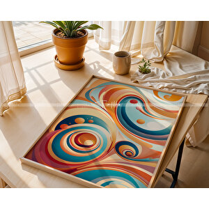 Modern Vazo Ve Desen Temalı 3'lü Ahşap Çerçeveli Tablo Seti 30x42 30x42 cm