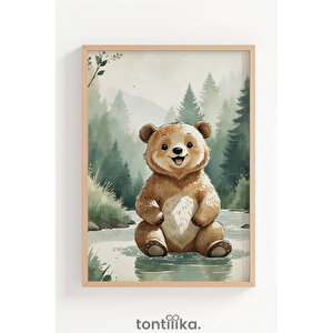 Orman Hayvanları 3’lü Ahşap Çerçeveli Dekoratif Tablo Seti – Ayı, Geyik Ve Tavşan 21x30 cm