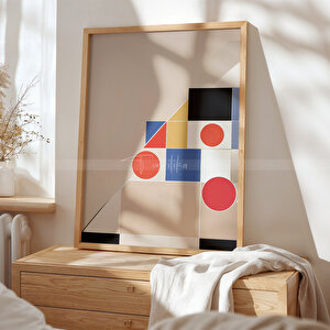 Modern Grafik 3 Parçalı Ahşap Çerçeveli Tablo Seti - Çizgisel Ve Geometrik Tasarım-30x42 30x42 cm