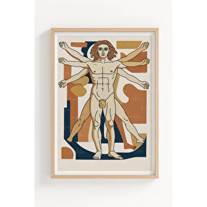 Rönesans Sanatı Modern İllüstrasyon 3’lü Ahşap Çerçeveli Tablo Seti 50x70 cm