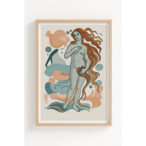 Rönesans Sanatı Modern İllüstrasyon 3’lü Ahşap Çerçeveli Tablo Seti