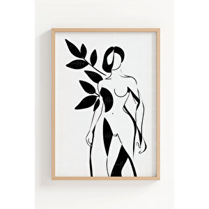 Minimalist Kuş Ve Soyut İnsan 3 Parçalı Ahşap Çerçeveli Tablo Seti