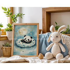 Panda, Tavşan Ve Fil 3’lü 1. Kalite Ahşap Çerçeveli Tablo Seti – Bebek Odası Dekoru 30x42 cm
