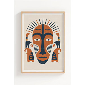 Afrika Maskesi Tribal Sanat 3’lü Ahşap Çerçeveli Tablo Seti 30x42 cm