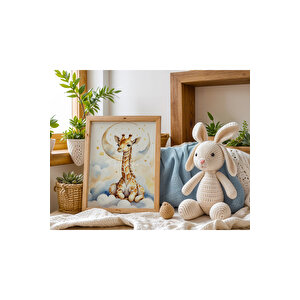 Bebek Ve Çocuk Odası Uyuyan Hayvanlar Tema Ahşap Çerçeveli 3'lü Tablo Seti