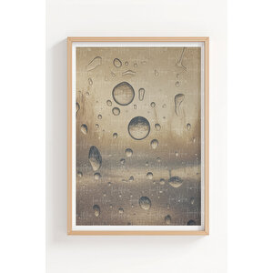 Yağmur Damlası Manzara 3’lü Ahşap Çerçeveli Tablo Seti - Modern Salon Dekoru 21x30 cm