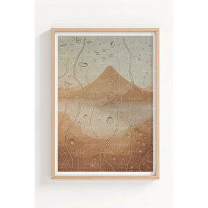 Yağmur Damlası Manzara 3’lü Ahşap Çerçeveli Tablo Seti - Modern Salon Dekoru